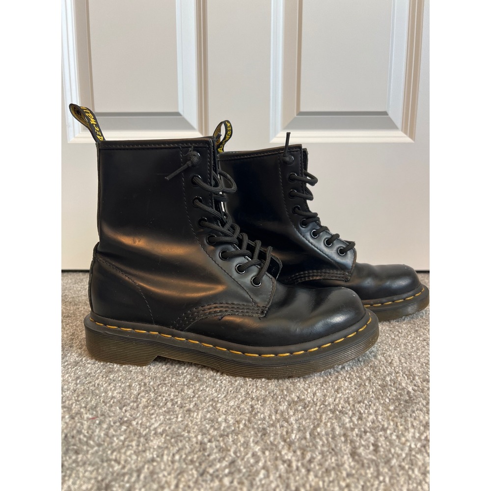 Dr. Martens 1460 W Black Smooth Leather 8 Eye Combat Boots Womens 6 UK 4 EU 37